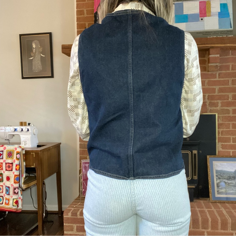 Vintage 1960s Levis Orange Tab Dark Wash Denim Pocket Vest Strauss & Com… - Picture 3 of 14